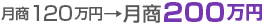 月商120万円→月商200万円