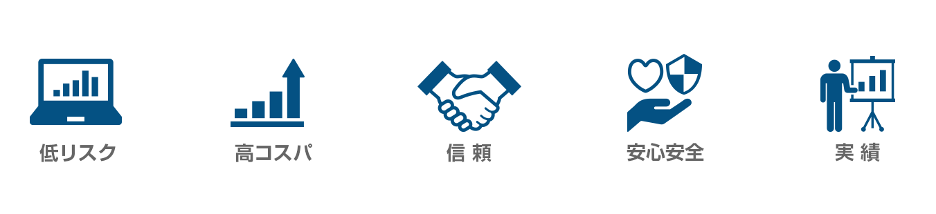低リスク 高コスパ 信頼 安心安全 実績