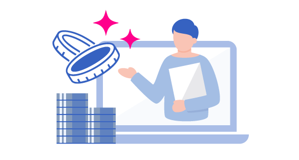 先輩アフィリエイターが体験談を話しているイラストイメージ