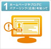 1.ホームページやブログにバナーリンク（広告）を貼って