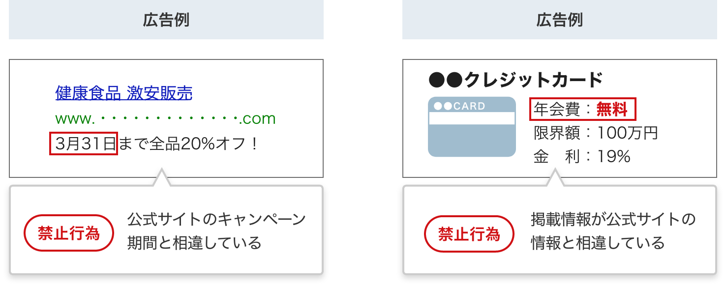 古い情報、誤った情報を掲載する