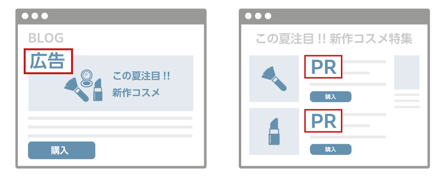 サイト上部の表記例