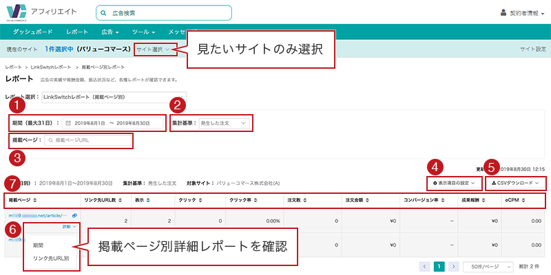 Linkswitchレポート Aspのバリューコマース アフィリエイト